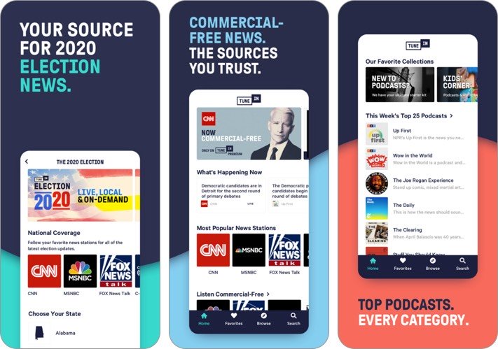 tunein music streaming iphone and ipad app screenshot