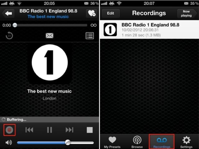tunein-recordings-iphone Listen To Live Radio On Your iOS Device With TuneIn Radio