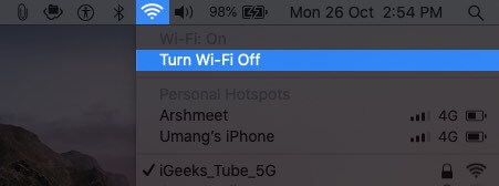 Turn Off Wi-Fi on Mac