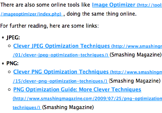 Example of a print style sheet showing URL destinations