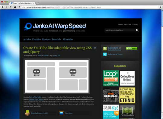 YouTube-like adaptable view using jQuery and CSS