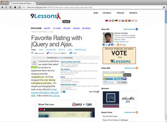 Favorite Rating with jQuery and Ajax.