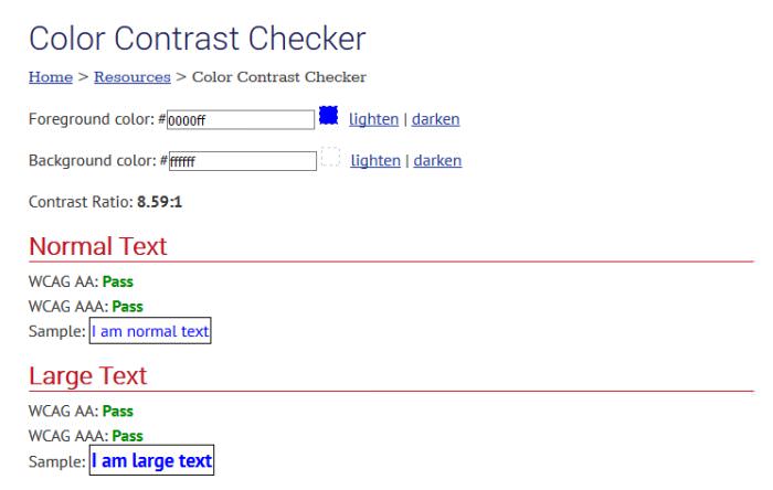 WebAim Colour Contrast Checker