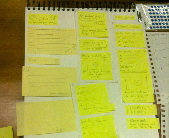 Wireframe using Post-it notes.