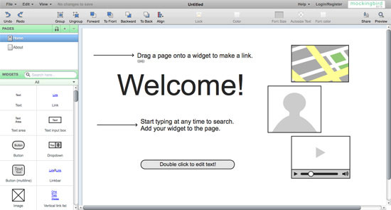 Mockingbird wireframing tool