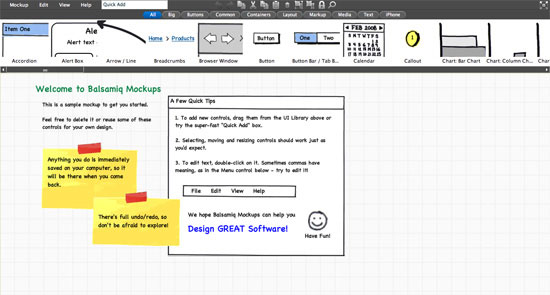 Balsamiq Mockups wireframing