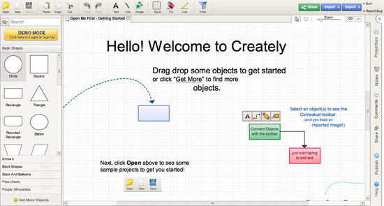 Creately wireframing