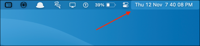The clock displaying the time, including seconds, and the day and date in the Mac Menu Bar.